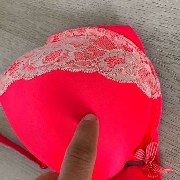 Victorias‎ Secret Very Sexy Push Up Padded lace Back Bra 32DD orange pink - Picture 3 of 9